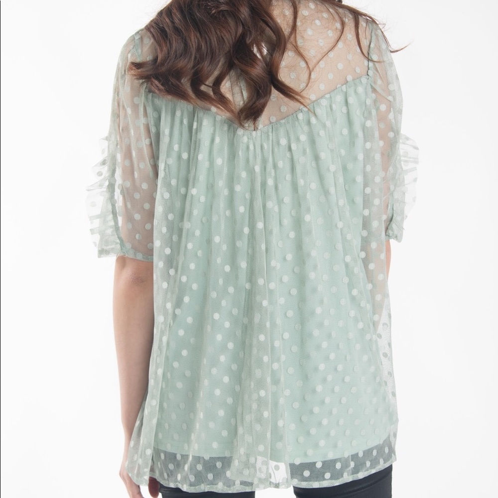 Sage Ruffled Sleeve Top - Picture 2 of 2